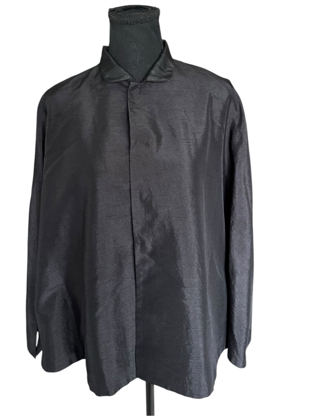 Grace Chuang New York Black Rayon Cape Jacket Open Front Minimalist S